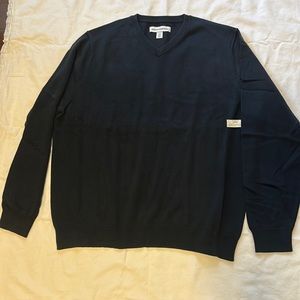 Men’s 100% Cotton V Neck Sweater Navy